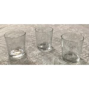 Set of 3 Pasabahce Horizontal Rings Rock Glasses Low Ball Tumblers 4”